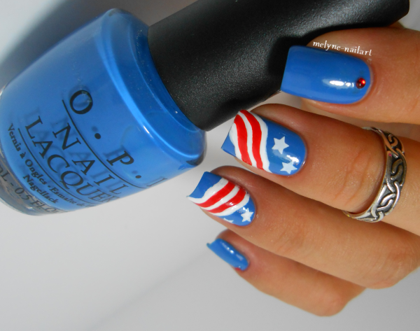Nail art Independance Day, 4th July 